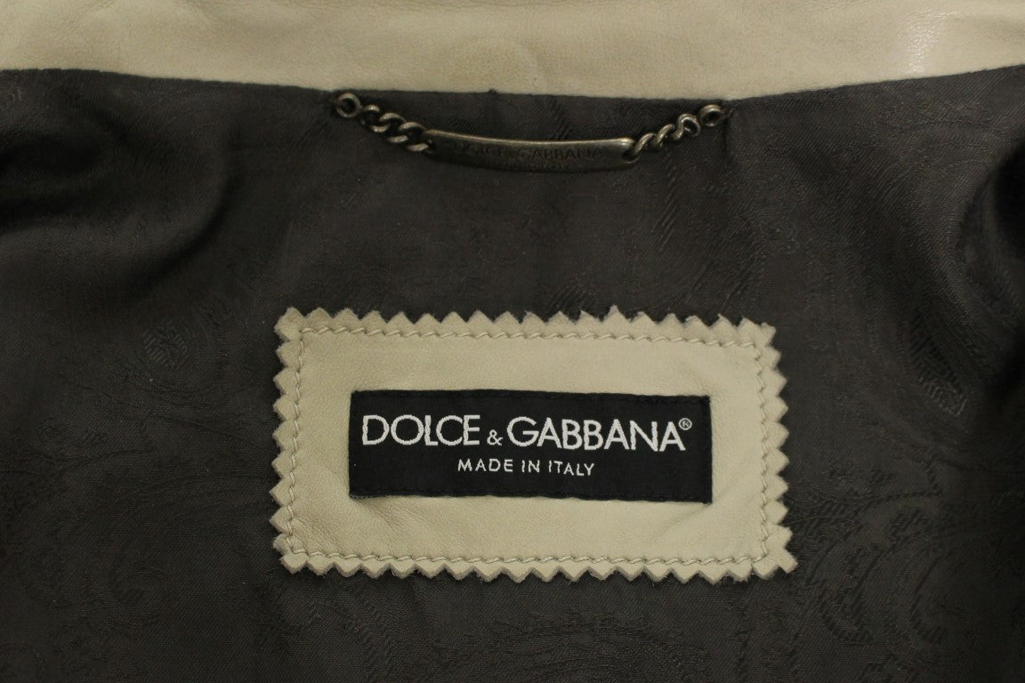 Елегантна бежева шкіряна куртка з овечої шкіри Dolce &amp; Gabbana