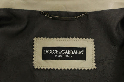 Елегантна бежева шкіряна куртка з овечої шкіри Dolce &amp; Gabbana